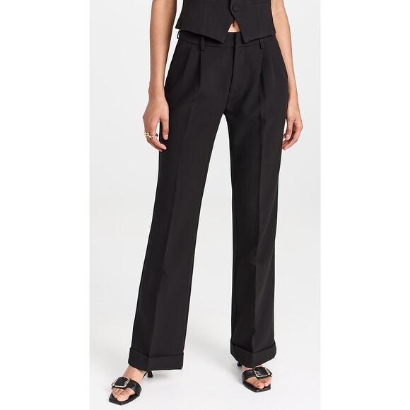 PAIGE Pants - PAIGE NWT Aracelli Pants Trousers Pleated Cuffed Black Sz 6  MSRP $250